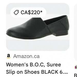 B.O.C. Suree slip on shoes . Woman size 6.5 M .Black leather slip on .EC